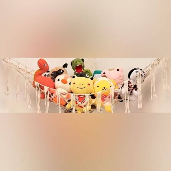 Macrame Hanging Stuffed Animal Hammock Storage - Picture 2 of 5